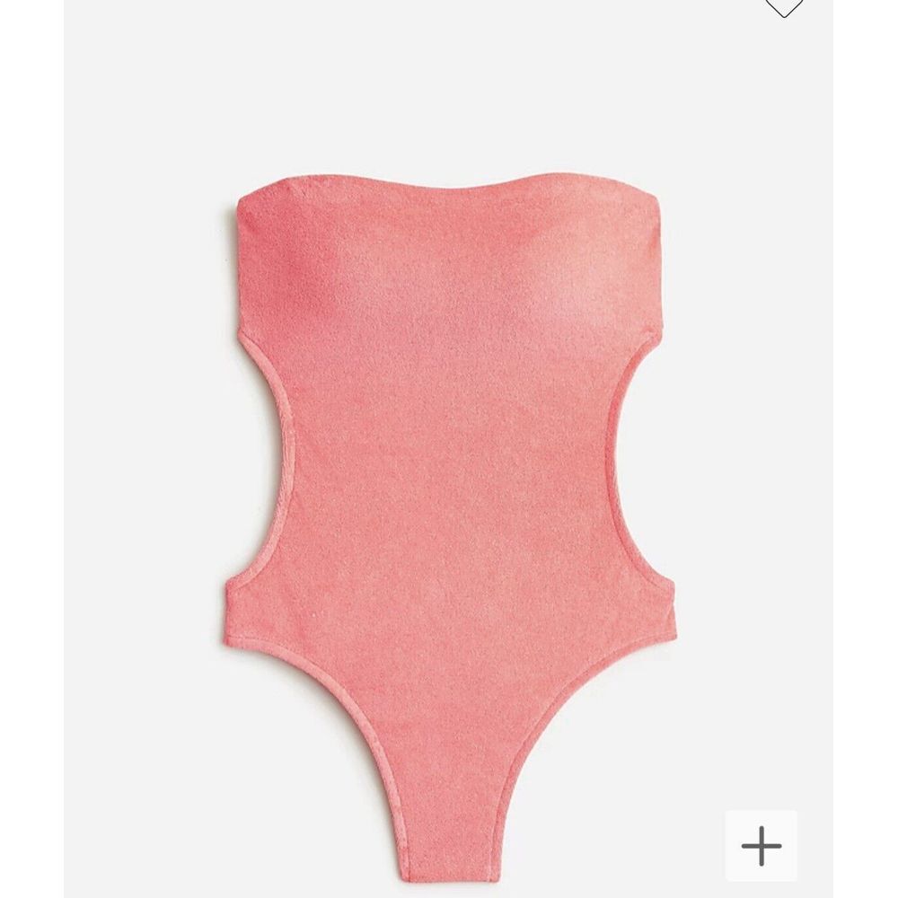 NWT J Crew Cutout Bandeau One-Piece Swimsuit Terry Cloth Coral Women's Size‎ 24